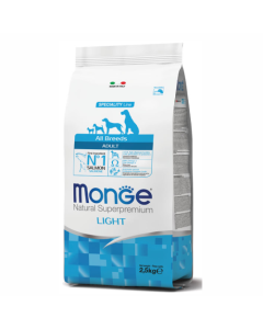 Monge: Niskokalorična hrana za odrasle pse All Breeds Light Adult, Losos