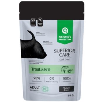 Nature’s Protection: Preliv za tamne pse bez žitarica Adult Dark Coat, 85 gr x 12 kom