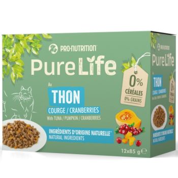 Pro Nutrition Pure Life: Kompletna hrana za mačke Tuna Multipac, Tuna 12x85 gr