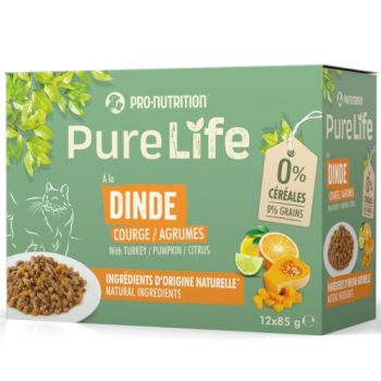 Pro Nutrition Pure Life: Kompletna hrana za mačke Turkey Multipac, Ćuretina 12x85 gr